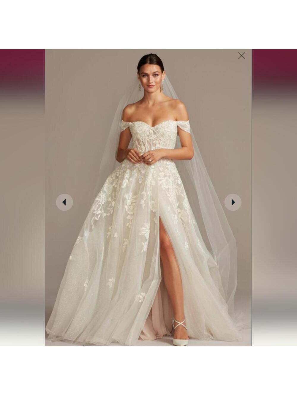Galina Signature SWG834 A-Line Wedding Dress Sz 16 David's Bridal Bridal Gown